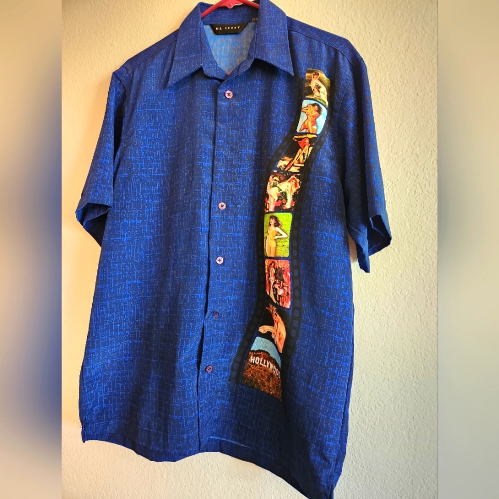 VINTAGE!! M.E.Sports Hollywood girls and popcorn shirt